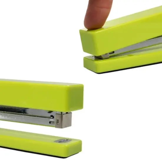 JAM Paper Modern Desk Stapler - Lime: Office Desk Accessories, Plastic, Green, Clips and Fasteners, 1.12" Height, 2.5" Width image {3}