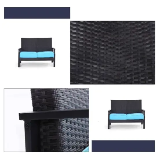 Rattan Wicker Patio Loveseat - Captiva Designs image {2}