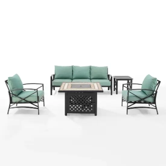 Kaplan 5pc Sofa Set with Fire Table - Mist - Crosley image {1}