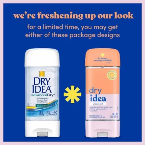 Dry Idea Gel Deodorant & Antiperspirant - Unscented & Hypoallergenic For Sensitive Skin - 3oz image {1}