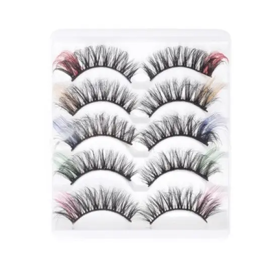 Unique Bargains 3D Mix Color False Eyelashes Colorful 5 Pair image {4}