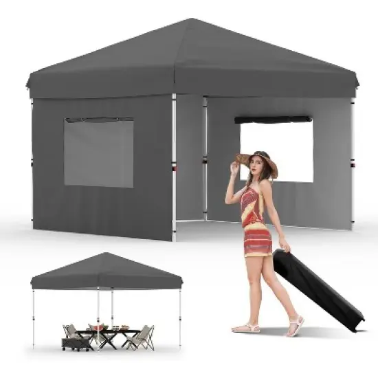 10x10 Foot Commercial Canopy, Heavy Duty Outdoor Shelter with 3 Side Panels, Simple One-Person Setup, Perfect for Events & Markets image {11}