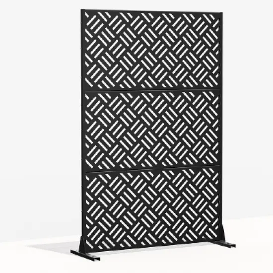 Dovelina Metal Outdoor Privacy Screen Freestanding Patio Decorative Screens - 72"x47", Black, Carl image {8}