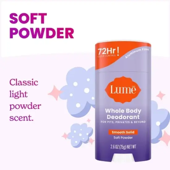 Lume Whole Body Women's Smooth Solid Deodorant Soft Powder Scent - Aluminum-Free 2.6oz image {6}