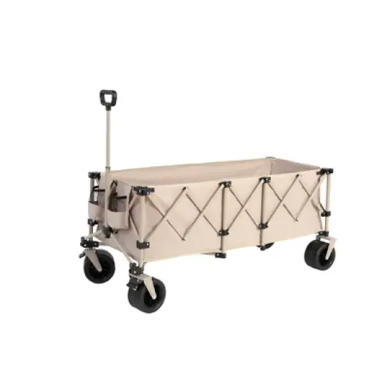 SKRAN Foldable Extended Heavy Duty 300L Folding Utility Cart with 220lbs Weight Capacity with Big All-Terrain Beach Wheels & Drink Holders image {14}
