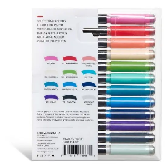 KINGART PRO Acrylic Paint Brush Pens 12 Lettering Colors image {5}