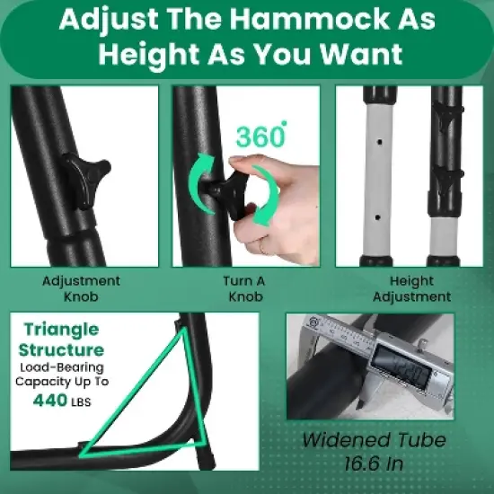 FDW Hammock Chair Stand Adjustable Height, Stand Only image {3}