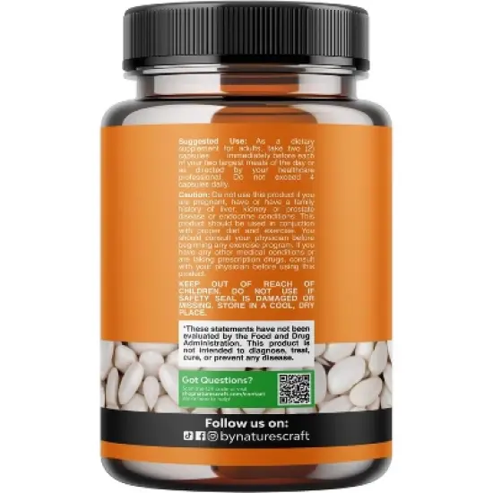 White Kidney Bean Extract Capsules, Supplement for Weight Loss & Reduce Calories, Glucose Support & Carb Control Supplements, Nature's Craft, 60ct image {7}