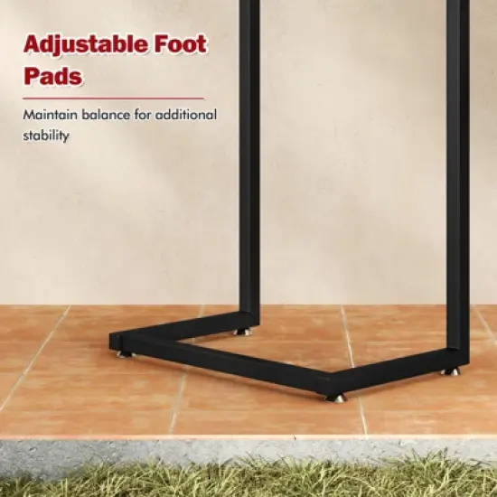 Tangkula 2PCS Mosaic Outdoor C-Shaped End Table w/ Ceramic Tile Top Sturdy Metal Frame image {6}