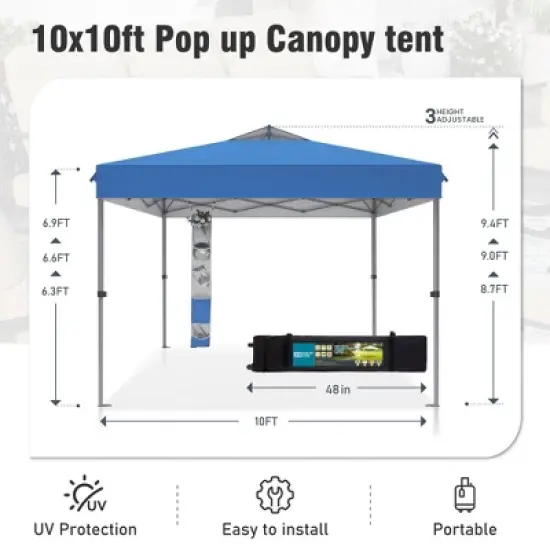 Captiva Designs 10&rsquo;x10&rsquo; Instant Pop Up Canopy Tent &ndash; One-Push Setup with Vented Roof, Includes Storage Bag and Accessories image {7}