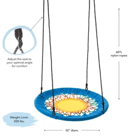 HearthSong 32-Inch FunShine Round Bungee Swing with Adjustable Seat for Kids image {2}