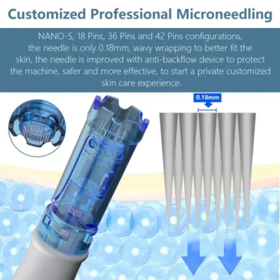 YEVYO Electric Microneedle Derma Roller Pen with 15pcs Replacement Kit - Microneeding 0.25 mm Derma Roller Beauty Pen for Women Men Tools - Grey image {6}