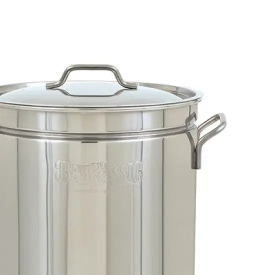 Bayou Classic 44 Quart Stainless Steel Stockpot, Large Cooking Pot with Vented Lid & Basket for Boil, Fry, Steam, and Outdoor Cooks, BC-1144, Silver image {1}