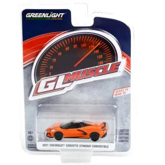 2021 Chevrolet Corvette Stingray Convertible Sebring Orange Met. "Greenlight Muscle" Series 1/64 Diecast Model Car by Greenlight image {2}