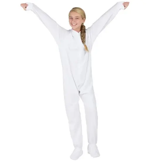 Footed Pajamas - Arctic White Kids Fleece Onesie image {2}