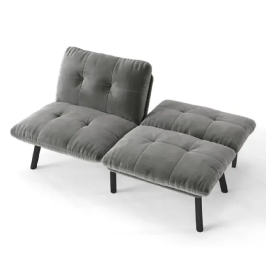 Gray Convertible Folding Modern sofa Bed image {2}