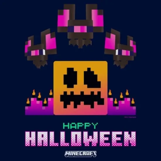 Boys Minecraft Happy Skeleton And Bats With Flames T Shirt image {1}