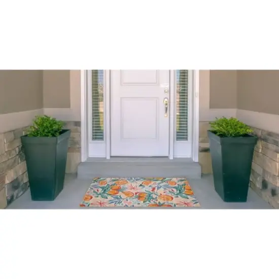 Pomelo Washable Outdoor Rug Ivory/Orange - Linon image {1}