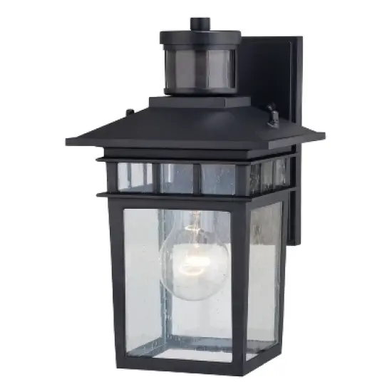 VAXCEL Ridge 6.5-in. W 1 Light Aluminum Black Motion Sensor Dusk to Dawn Outdoor Wall Lantern Clear Glass image {7}
