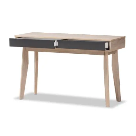 Fella Mid - Century Modern 2 - Drawer Wood Study Desk - Brown - Baxton Studio image {1}