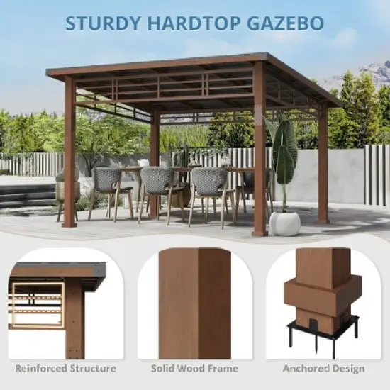 Arceso Hardtop Gazebo, Outdoor Pergola with Metal Roof, Wooden Frame & Permanent Patio Canopy, Pavilion Grill Gazebo for Patio, Backyard, Garden image {3}