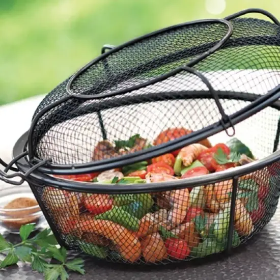 Dual Skillet Shaker Grill Basket Black - Outset image {1}