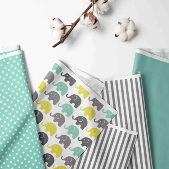 Bacati - Elephants Mint/Yellow/Gray 3 pc Crib Bedding Set image {1}