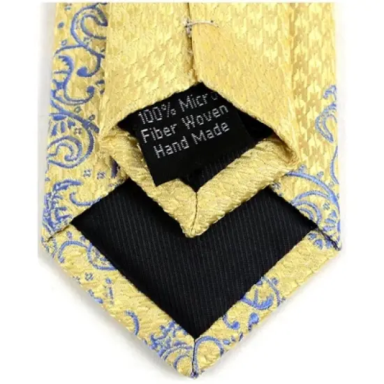 TheDapperTie Men's Gold And Royal Blue Paisley 2.25 Inch Wide And 58 Inch Long Slim Necktie image {3}