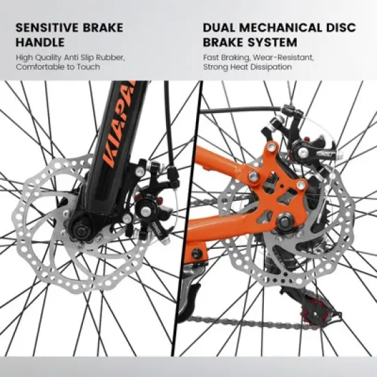 Aukfa 26-Inch Unisex Mountain Bike with Steel Frame, Dual Suspension, and 21-Speed Gear System &mdash;Shock Absorbing Fork image {5}