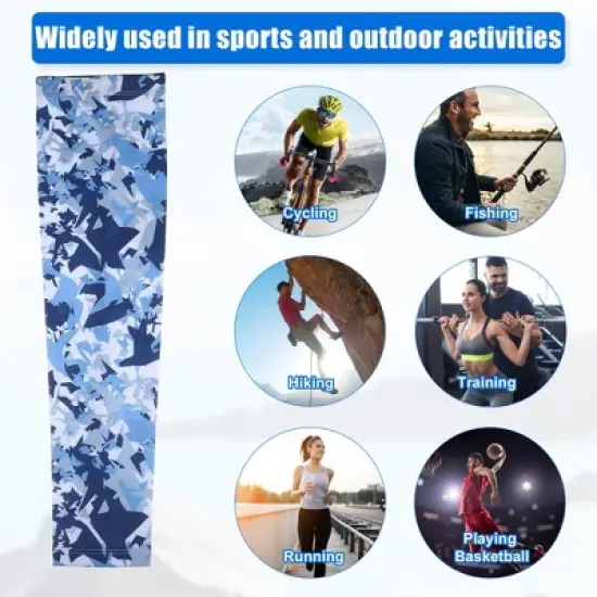 Unique Bargains Basketball Sports Camouflage Cooling Arm Elbow Compression Sleeve Navy Blue 1 Pair image {1}
