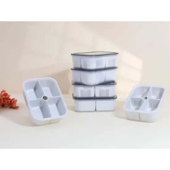 REGALWOVEN 5 Packs Leakproof Plastic Meal Prep Airtight Food Storage Containers 8"x 5.9"x 2.6" image {5}