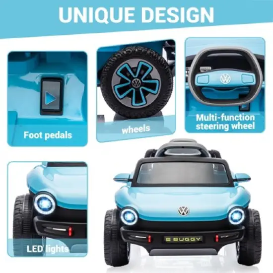 12V Kids Ride On Car Licensed Volkswagen Beetle Electric Ride On Toy for Toddlers 4 Wheeler Vehicle with Parental Remote, LED Lights, Horn, Music image {1}