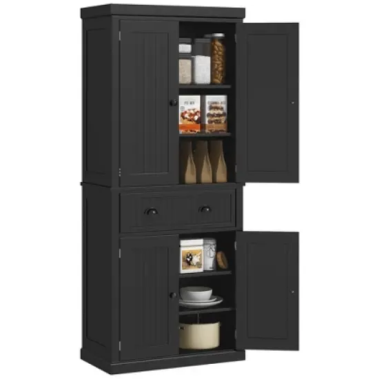 HOMCOM 72" Traditional Freestanding Kitchen Pantry Cabinet Cupboard with Doors and 3 Adjustable Shelves image {7}