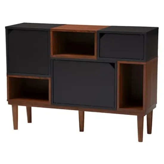 Anderson Mid-century Retro Modern Wood Sideboard Storage Cabinet - Oak/Espresso - Baxton Studio image {2}