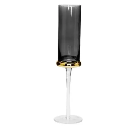 Classic Touch Set of 6 Tumblers Tinted Black with Gold Base image {4}