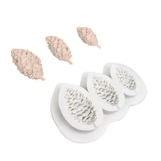O'Creme Pine Cones Silicone Fondant Mold - 4" x 3" - White image {1}