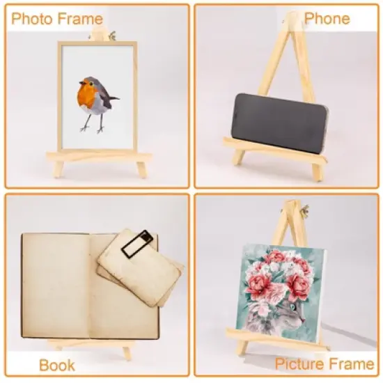 Aoibox 24 Pack Wood Easel Stand 9 Inch Portable Tripod Tabletop Display for Painting Art Photo Sign Craft Kids Events image {5}