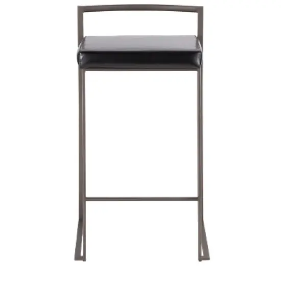 Set of 2 26" Fuji Contemporary Stackable Counter Height Barstools Antique with Cushion image {5}