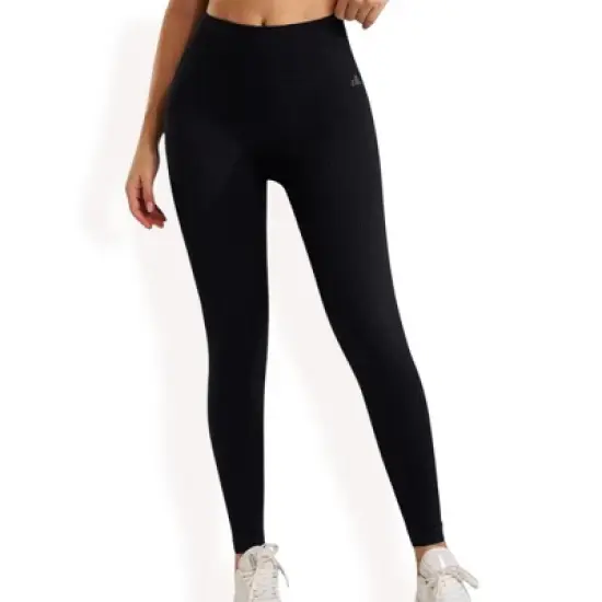 Anna-Kaci Women's High Waist Ribbed Seamless Leggings with Stretch Compression Fit - Medium, Black image {6}
