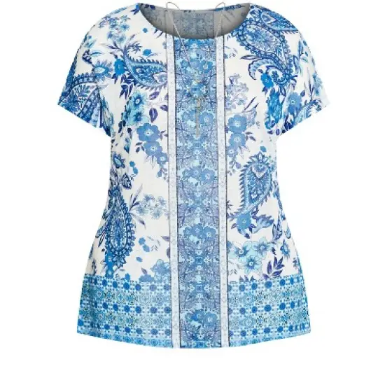 Women's Plus Size  Tiarne Necklace Top - ivory | EVANS image {2}