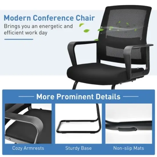 Costway Set of 4 Conference Chairs Mesh Reception Office Guest Chairs w/ Lumbar Support image {8}