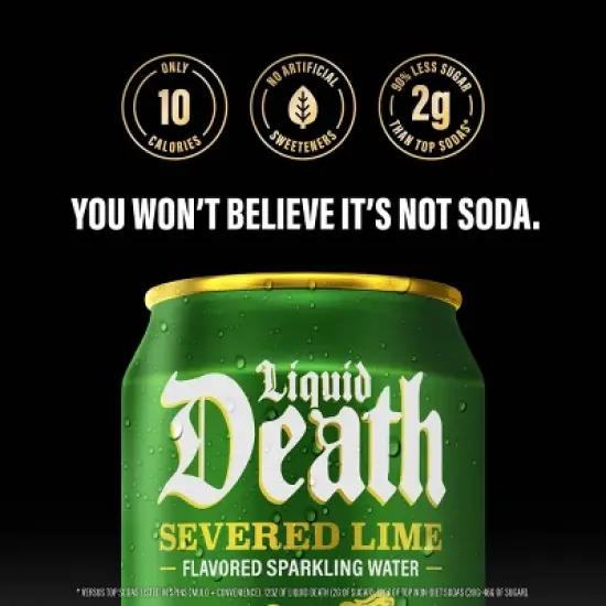 Liquid Death Severed Lime Sparkling Water - 6pk/12 fl oz Cans image {5}