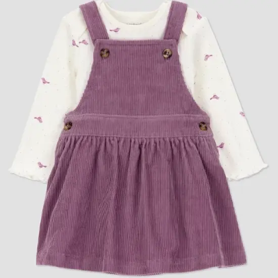 Carter's Just One You&reg; Baby Girls' 2pc Overalls Dress Set - Plum image {1}
