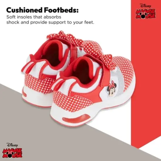 Disney's Minnie Mouse Girls Sneakers - Slip On Elastic Lace Sneakers - Minnie Mouse Polka Dot and Bows - Everyday Shoes for Kids (Red, 9) image {4}