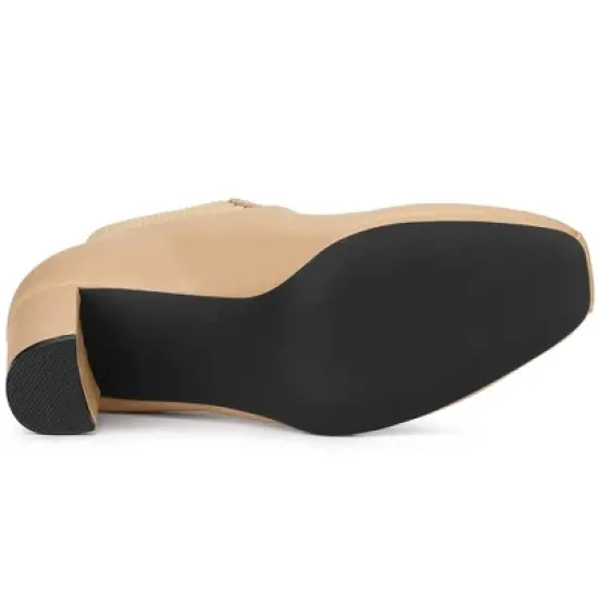 Allegra K Women's Square Toe Block Heels Chelsea Boots image {5}