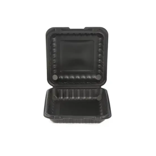 Northlight 150-Count Single Compartment Hinged Black Meal Prep/Take Out Containers - 9" image {3}