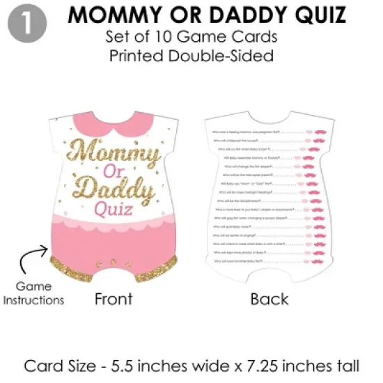 Big Dot of Happiness Hello Little One - Pink and Gold - 4 Girl Baby Shower Games - 10 Cards Each - Gamerific Bundle image {3}