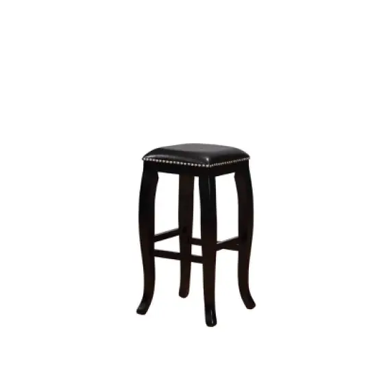 San Francisco Backless Faux Leather Barstool Wood Caramel - Linon image {7}
