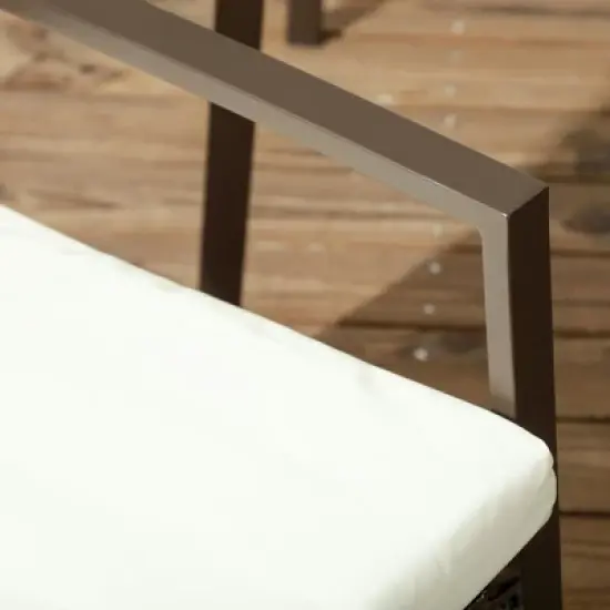 Resenkos Outdoor Dining Room Chairs, Patio Kitchen Chairs,PE Rattan Outdoor Dining Chair Set with Cushion and Backrest, Cream White,2 Pcs image {5}