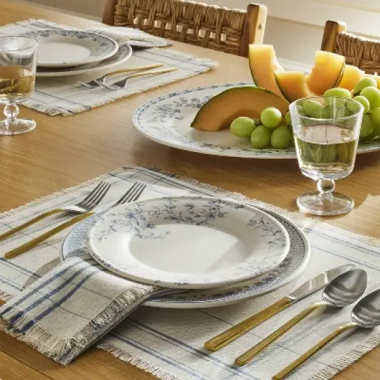 4pk Napkins Blue Plaid - Threshold&trade; designed with Studio McGee: Cotton & Linen, Classic Pattern, Kitchen Textiles image {1}